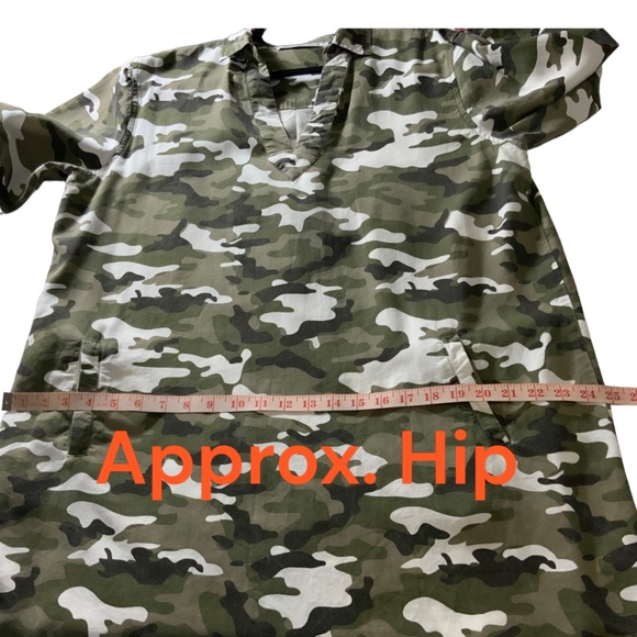 ANTHROPOLOGIE STANDARD GRACE Popover Camo Mini Dress / Tunic Roll Tab Sleeves XL - Picture 5 of 9